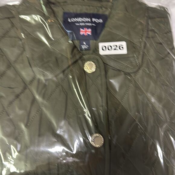 NWOT Green London Fog Quilted Gold Tone Button Jacket - Picture 9 of 9